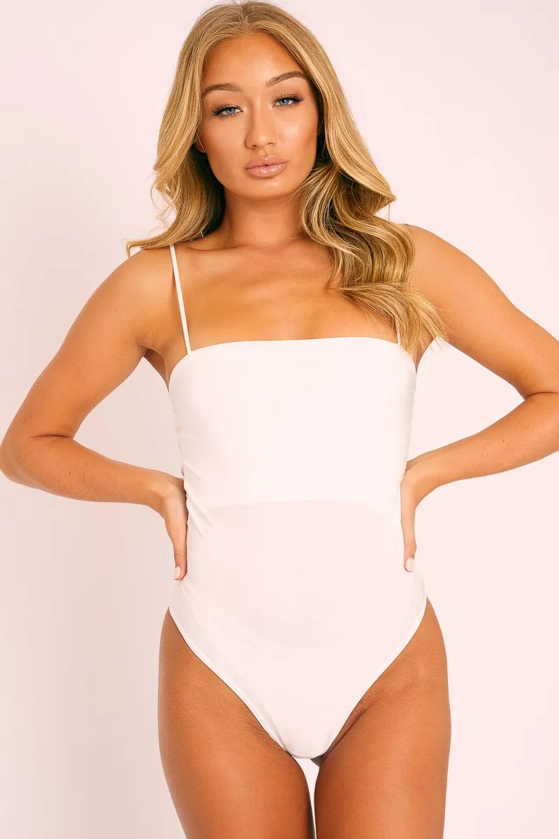 White Slinky Square Neck Bodysuit - Sadie