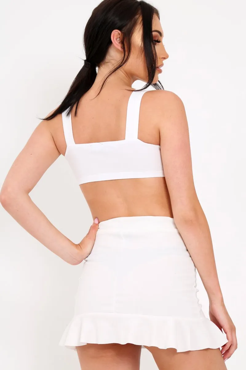 White Zip Front Crop Top - Ivorie