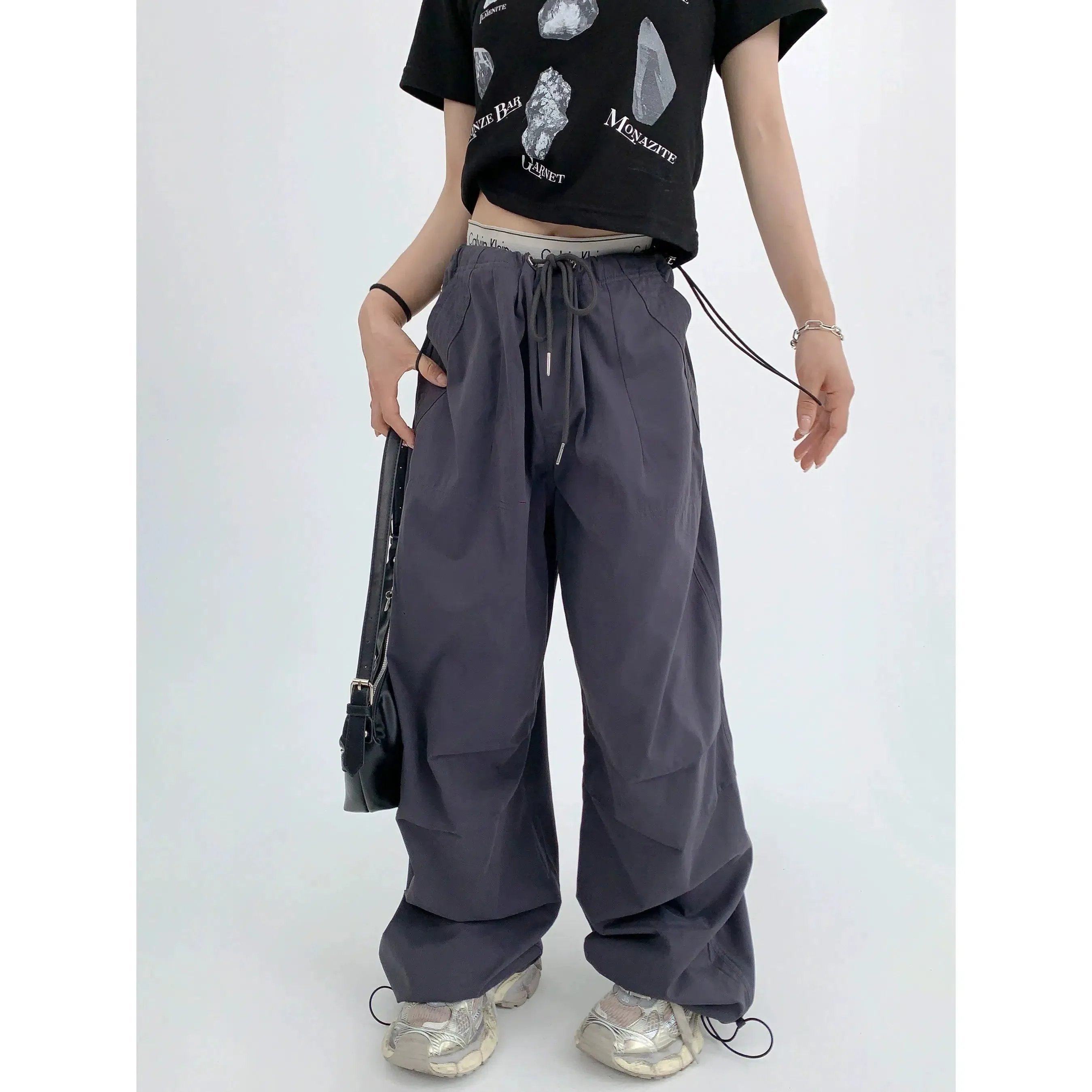 Wide-Leg Drawstring Pants