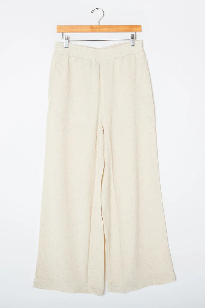 Wide Leg Linen Blend Trousers