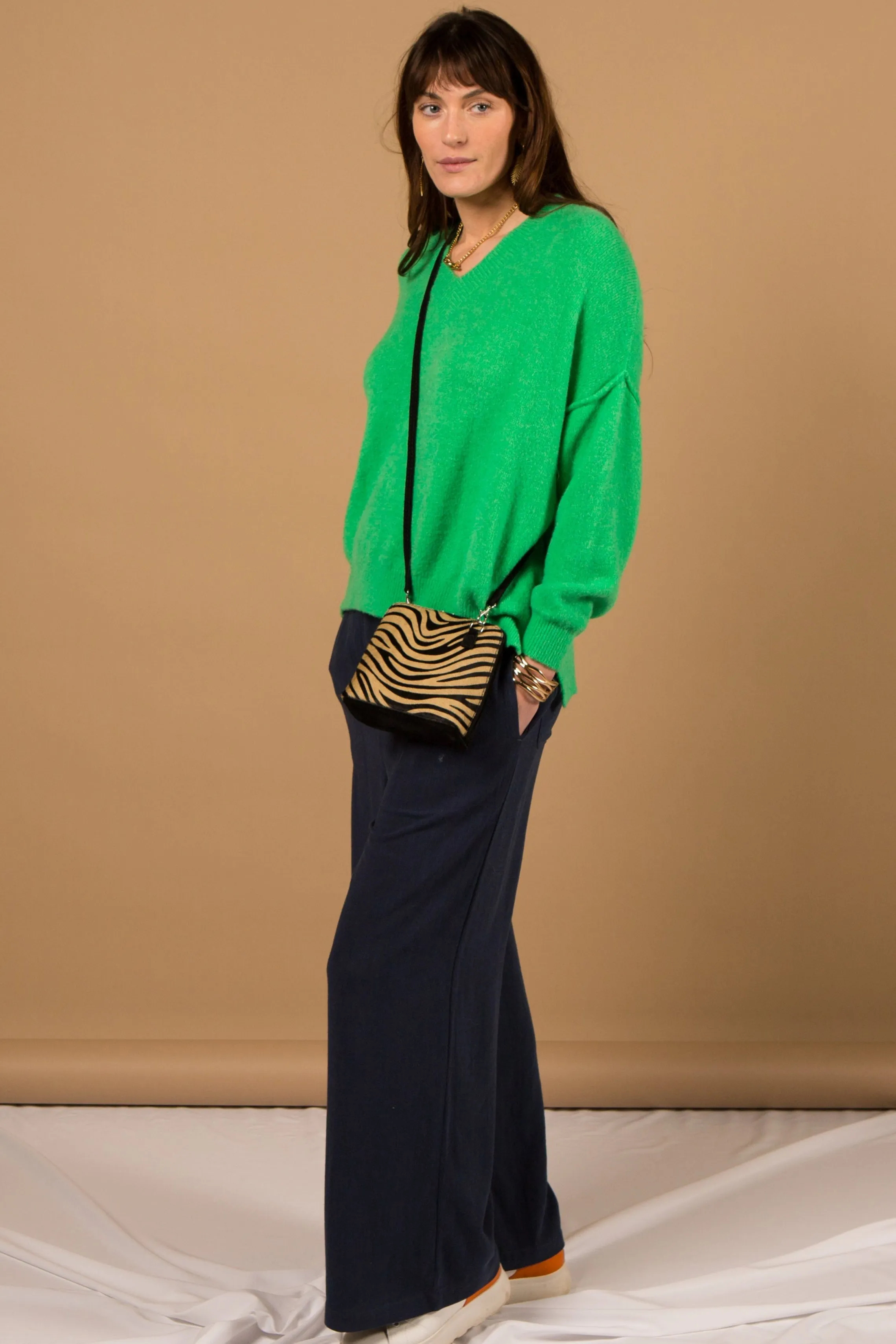Wide Leg Linen Blend Trousers