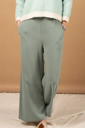 Wide Leg Linen Blend Trousers