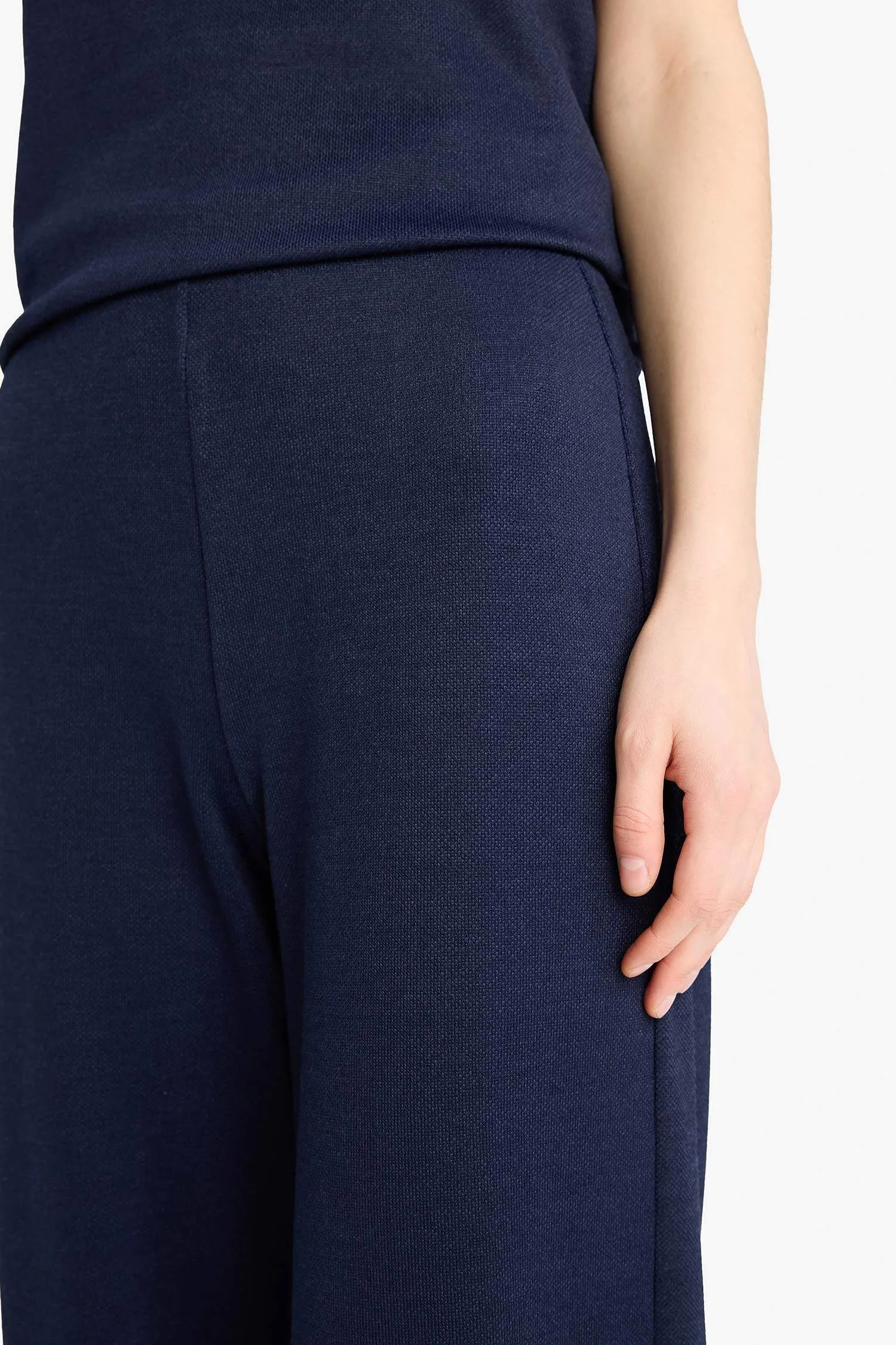 Wide Leg Pique Trousers