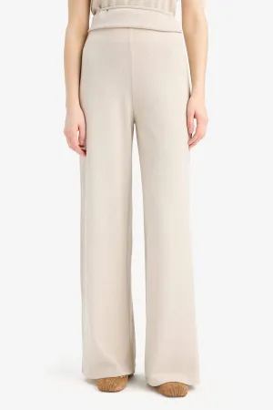 Wide Leg Pique Trousers