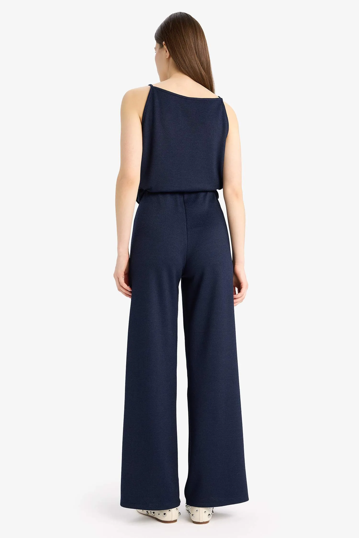 Wide Leg Pique Trousers