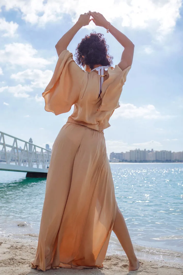 Wide Leg Trousers in Gold