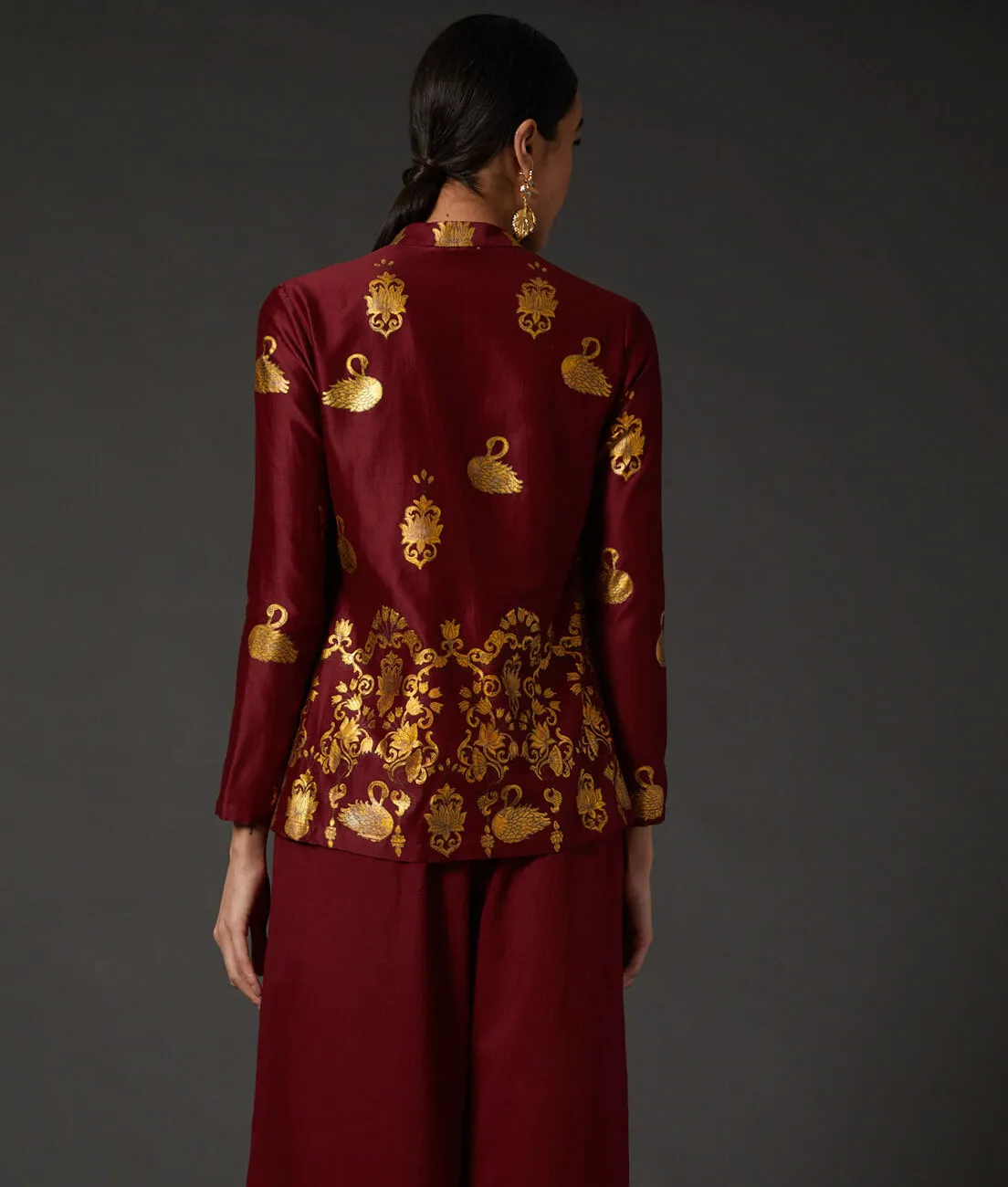 Wine & Gold Block Printed Tunic