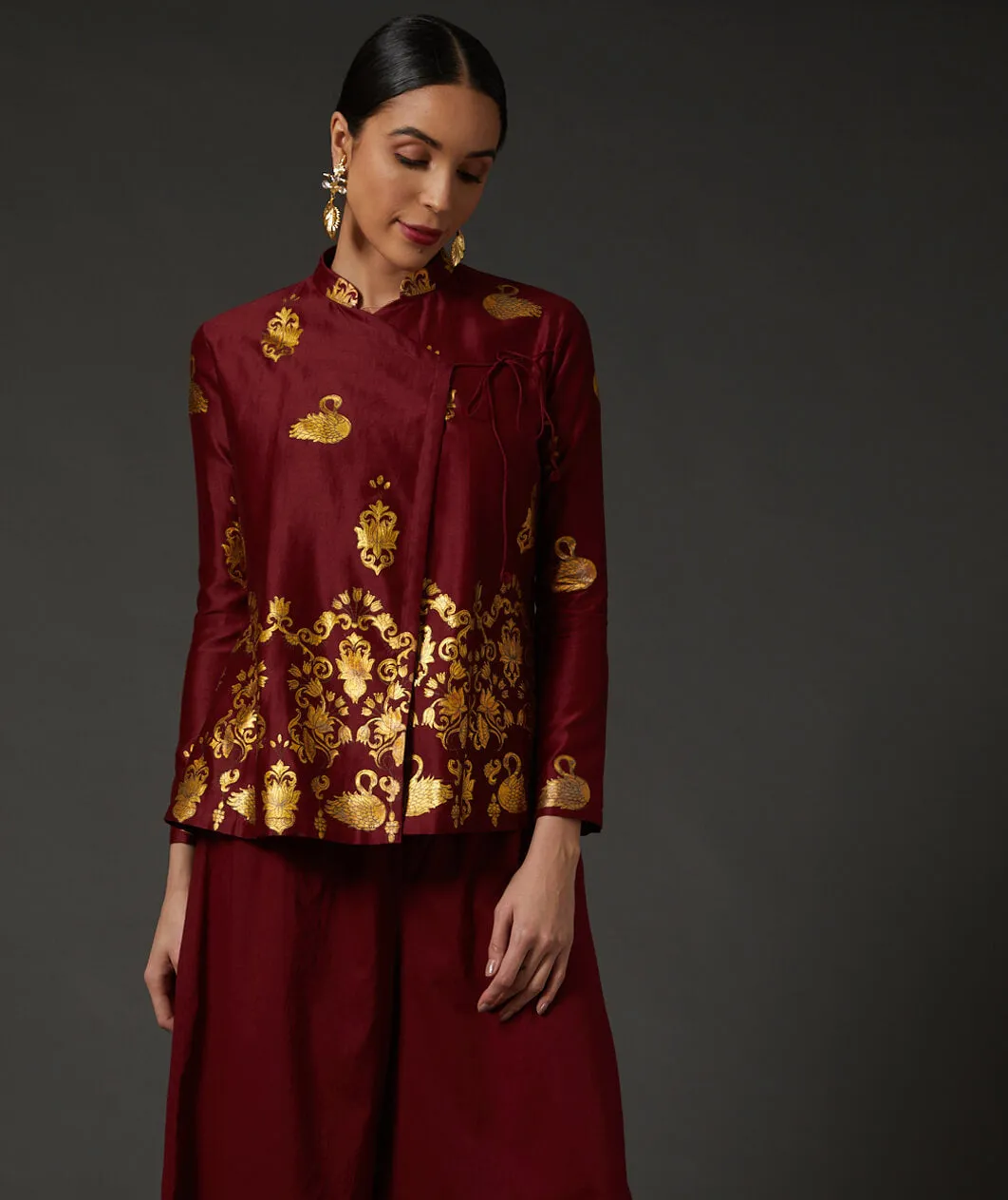 Wine & Gold Block Printed Tunic