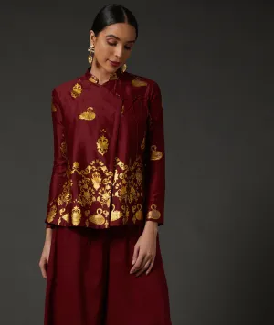 Wine & Gold Block Printed Tunic