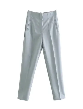 Women's Elegant High-Waisted Trousers with Pockets | For Everyday Wear