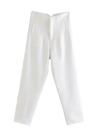 Women's Elegant High-Waisted Trousers with Pockets | For Everyday Wear