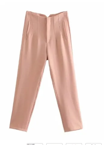 Women's Elegant High-Waisted Trousers with Pockets | For Everyday Wear