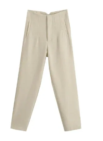 Women's Elegant High-Waisted Trousers with Pockets | For Everyday Wear