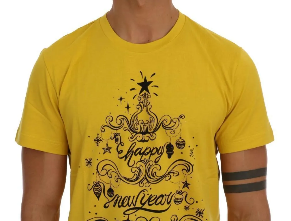 Yellow Cotton 2017 Motive Print T-Shirt