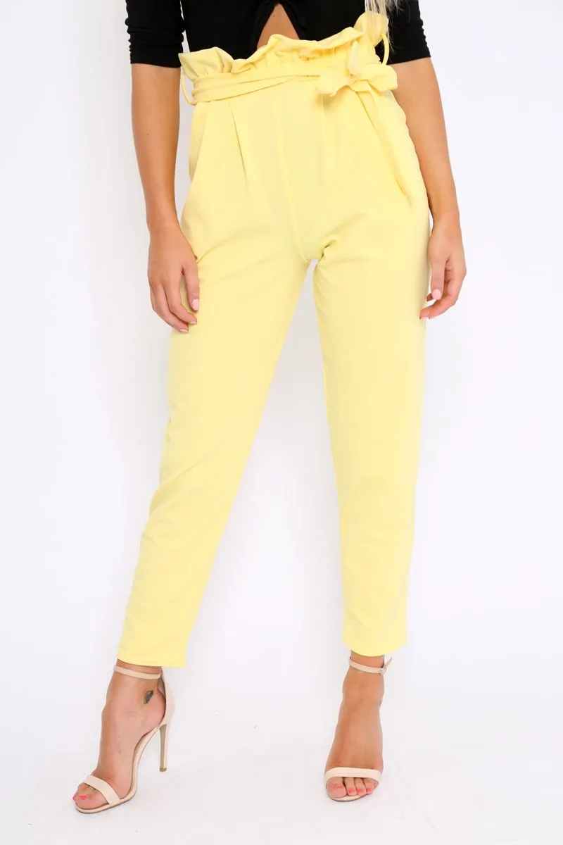 Yellow Paper Bag Tie Waist Cigarette Trousers - Karmen