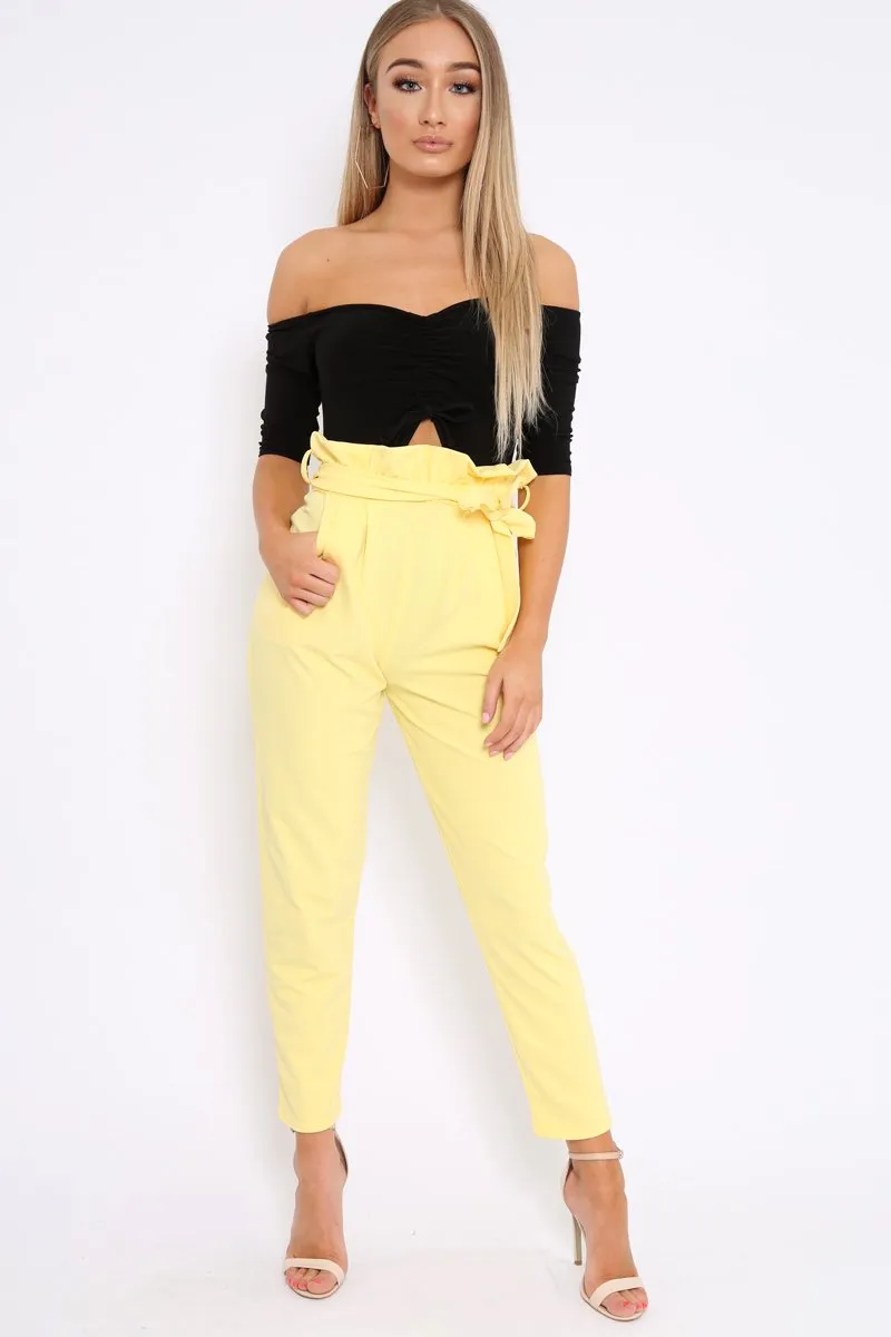 Yellow Paper Bag Tie Waist Cigarette Trousers - Karmen