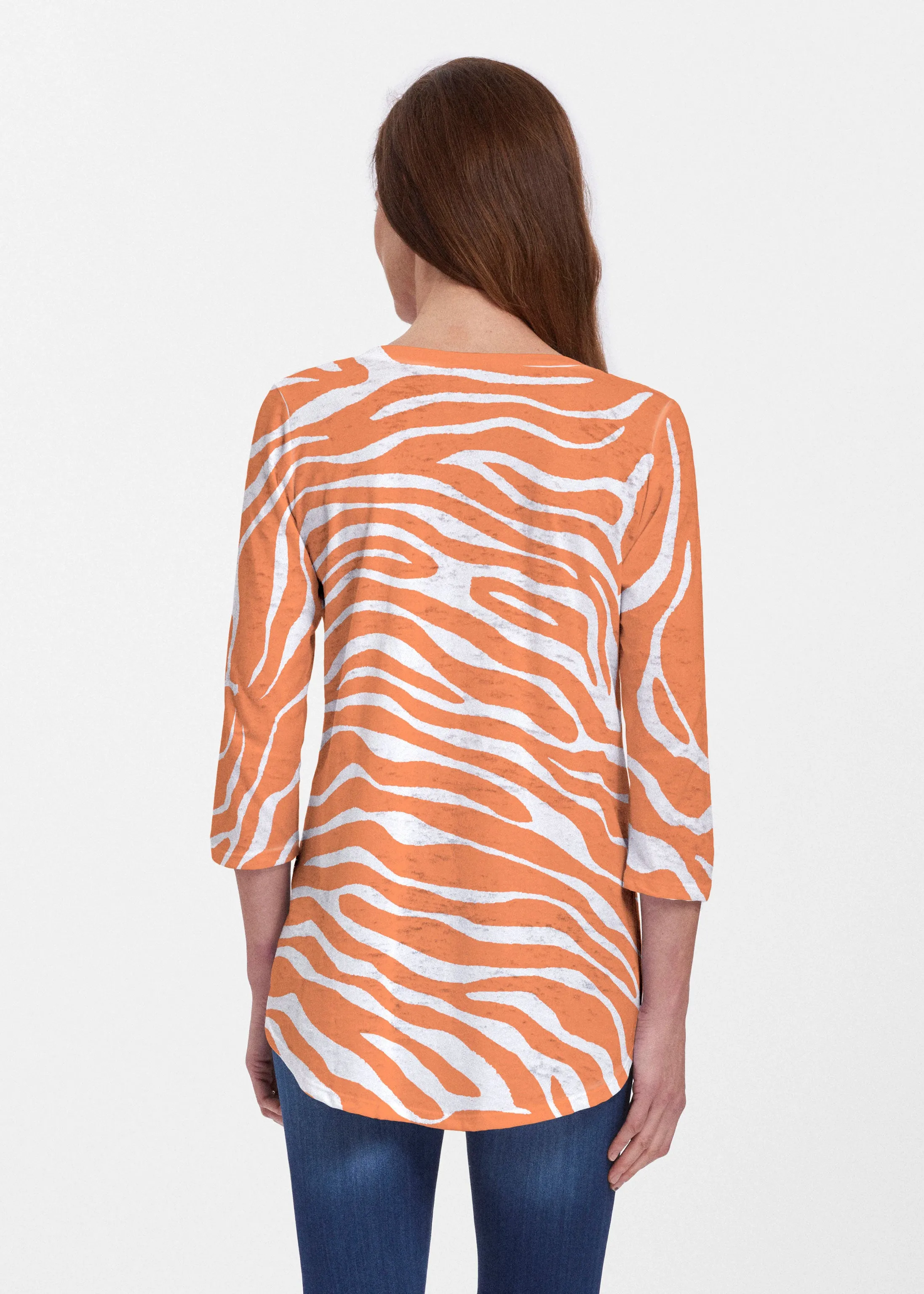 Zebra Orange (7042) ~ Signature V-neck Flowy Tunic