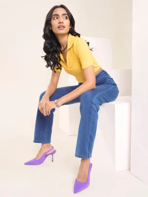 ZOLA Exclusive Denim High Waist Clean Look Stretchable StoneBlue Straight Jeans For Women