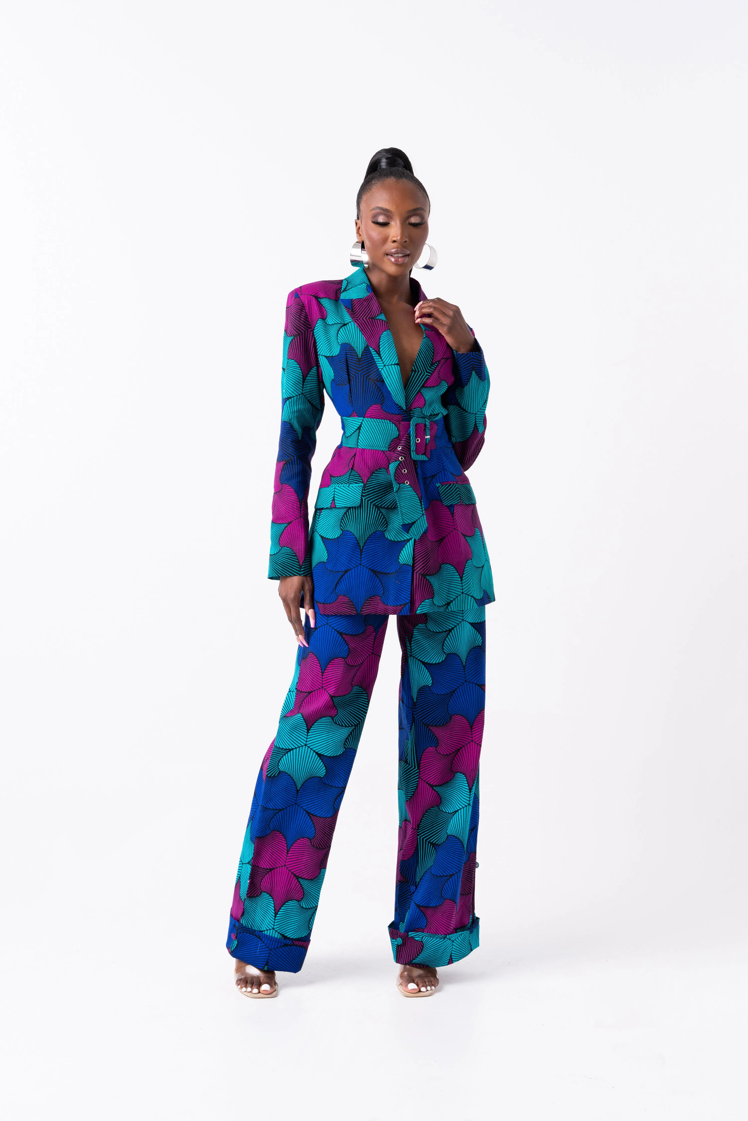 ZURI African Print high waist trousers ( 3 LENGTH)